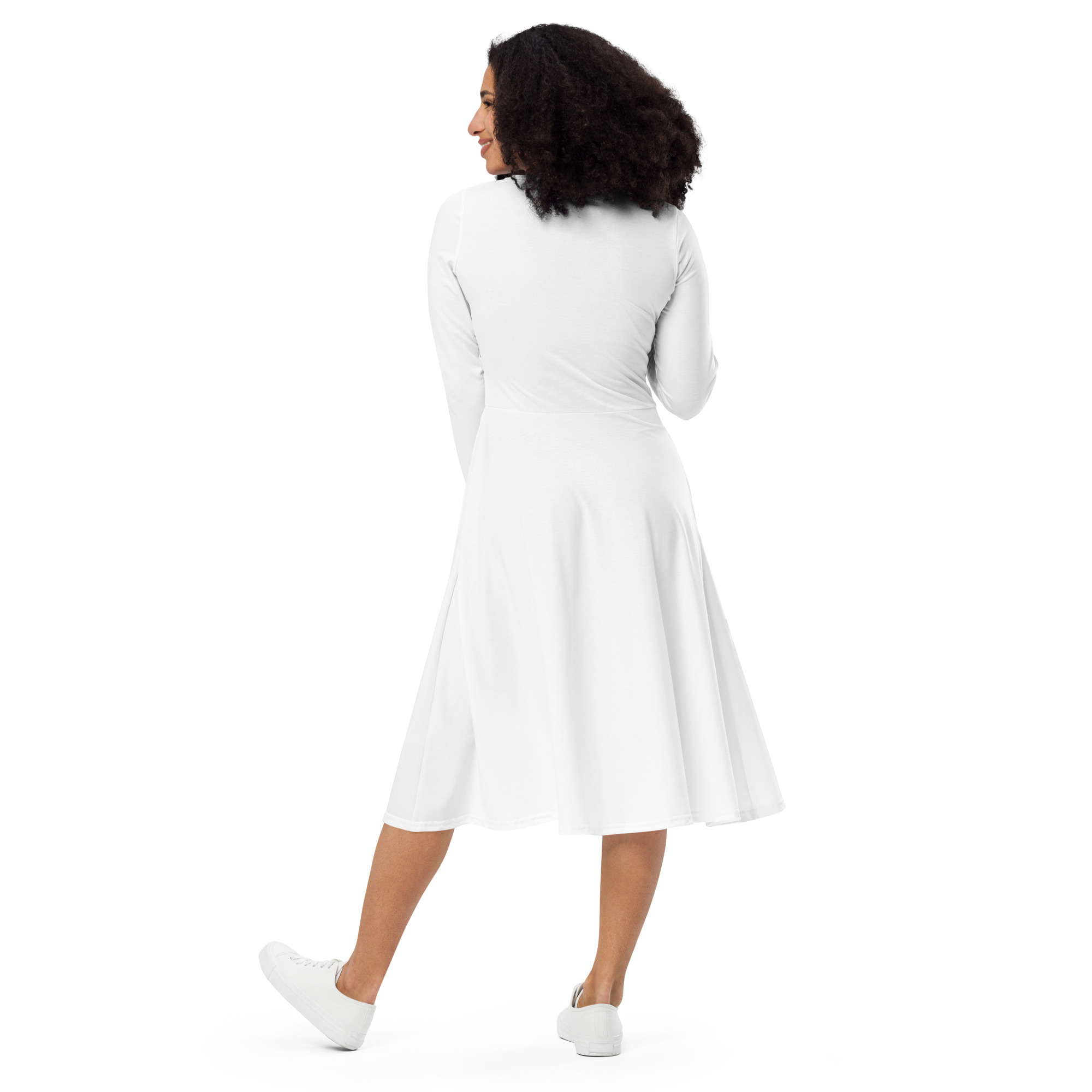 All-over print long sleeve midi dress - Image 2